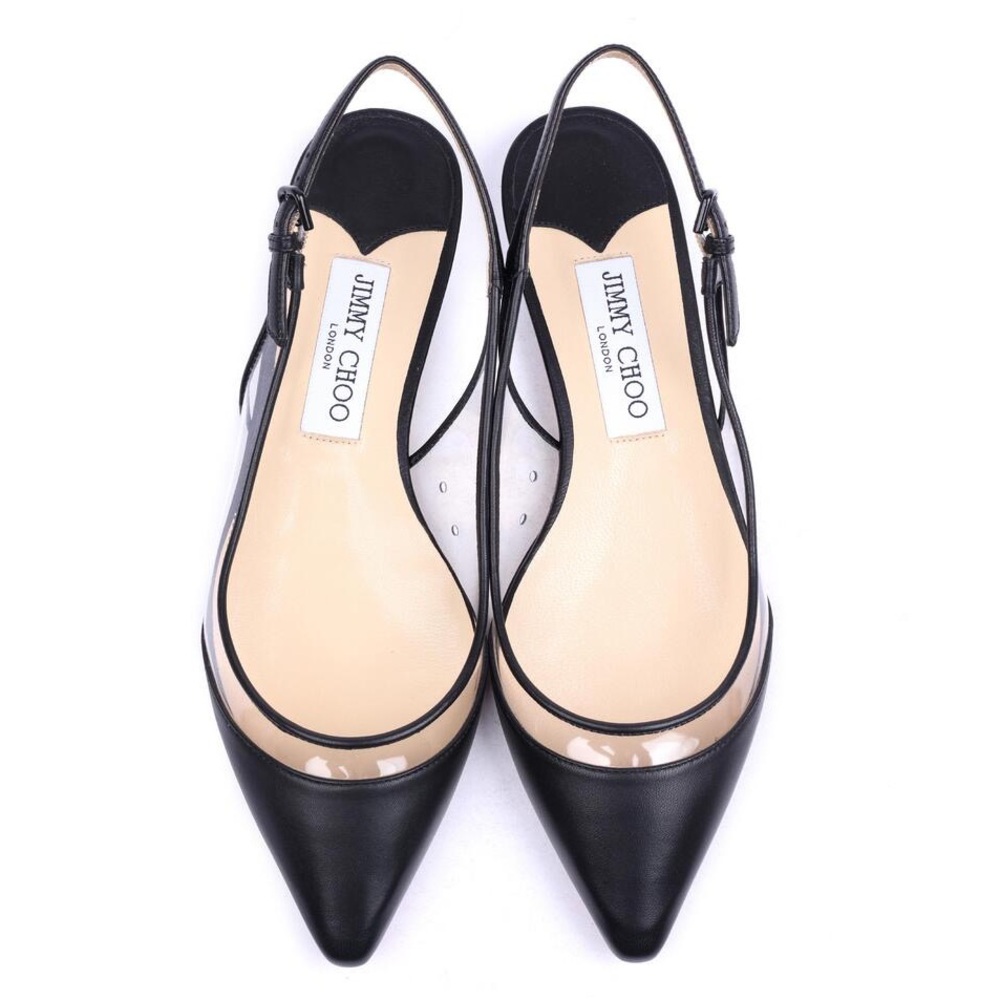 JIMMY CHOO Black and Transparent Slingback Heels